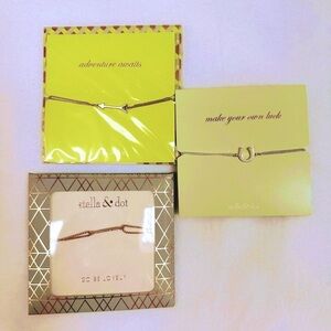 Stella and Dot Set Lot 3 Brand New Wishing Bracelets Silver Gold Adju…